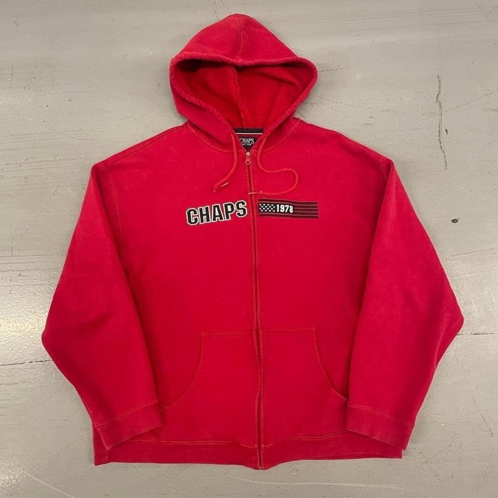 Vintage Chaps zipup red hoodie‎ with nice embroidered logo